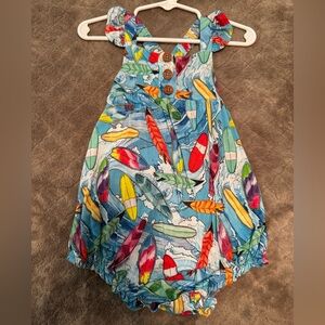 Posh Peanut Blue Surfboard Bubble romper 2T